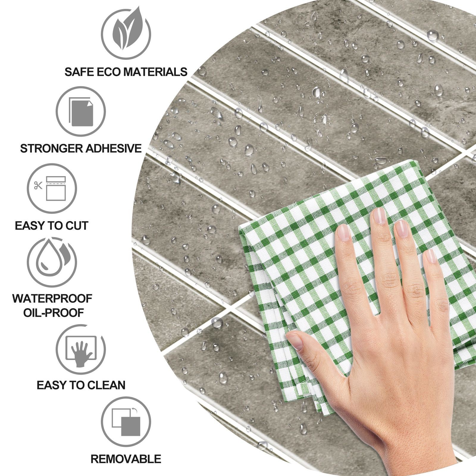 10 Pcs Peel and Stick Wall Tiles 12×12″ Vintage Subway for Kitchen Bathroom NEW
