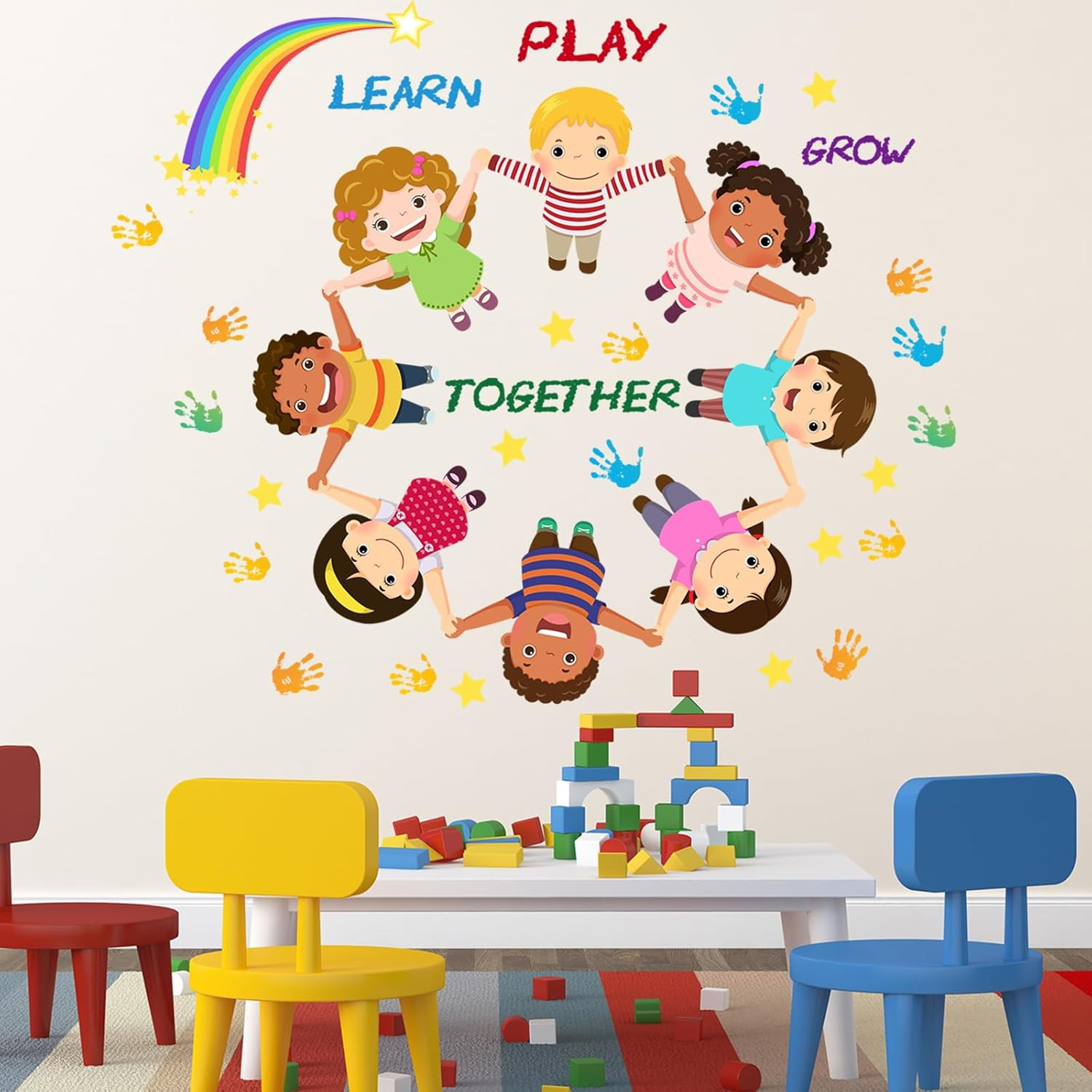 Peel and Stick Kids Wall Decals – Educational Rainbow & Diversity Stickers for N
