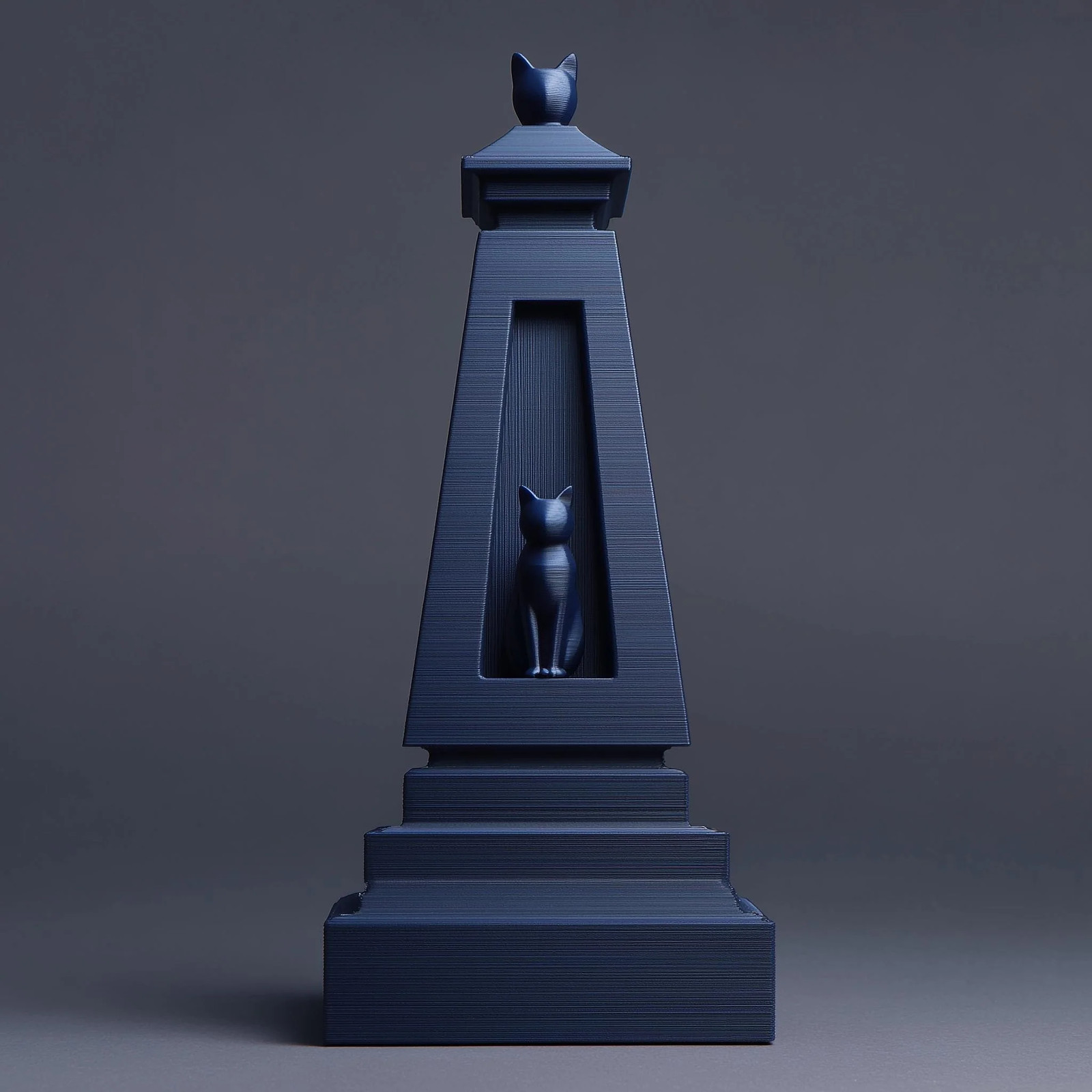 Cat Memorial Urn Obelisk | 3D Printed Gothic Minimal Cremation Keepsake with
