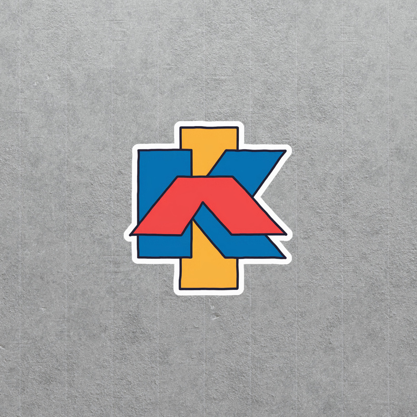 Colorful Abstract Geometric Letter K Sticker for Laptops & Decor #5827
