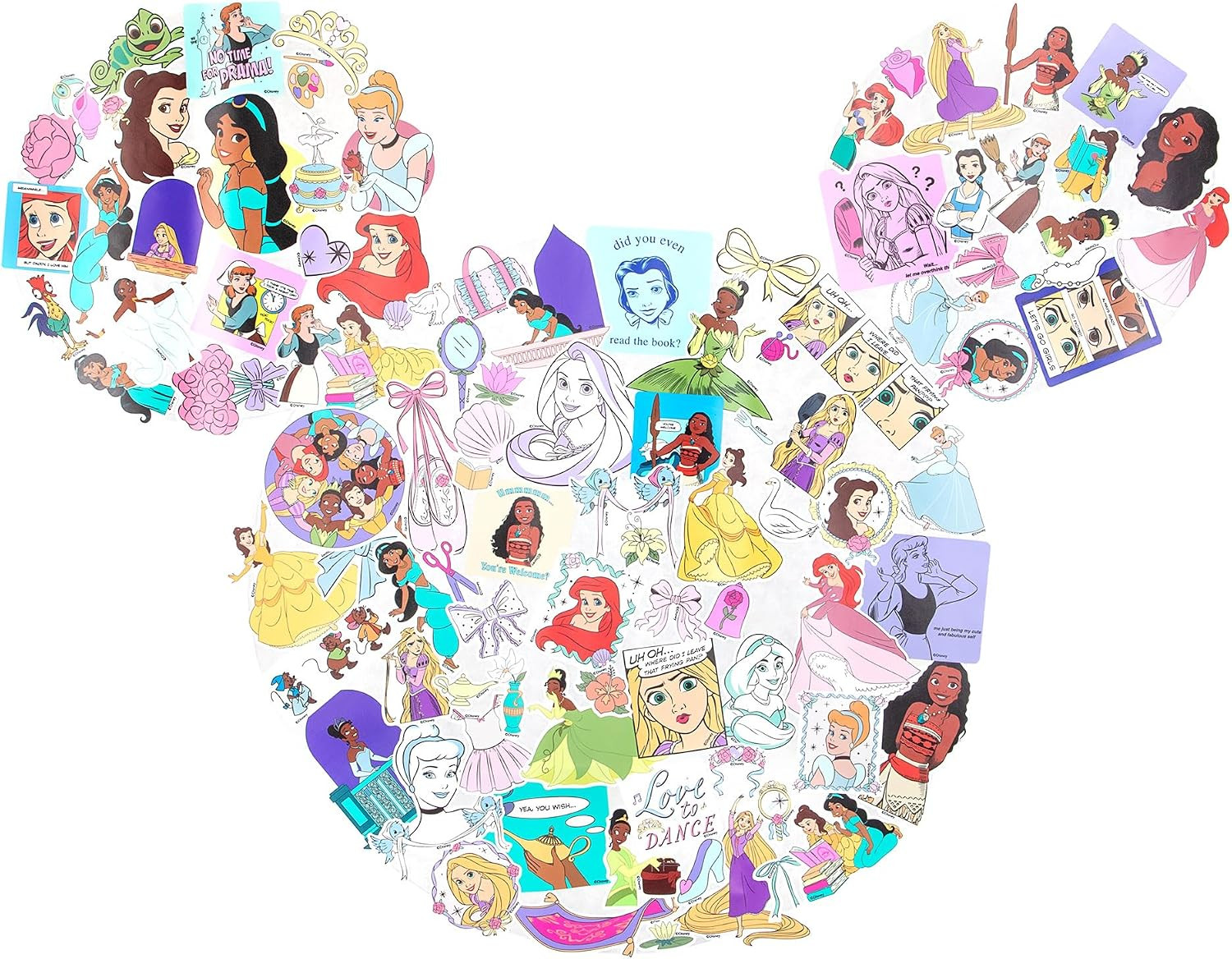 Disney Princess 100 Vinyl Sticker Pack, for Kids Ages 8+ | Large Water-Resistant