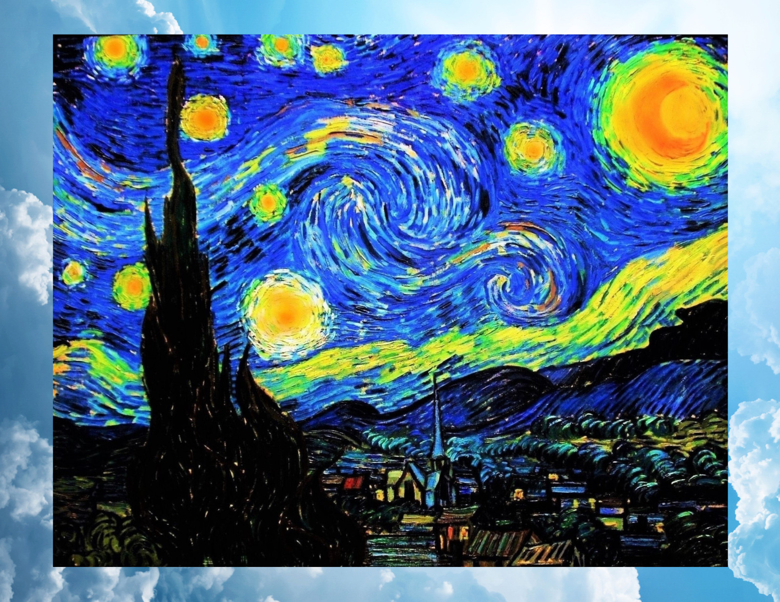 Starry Night Van Gogh WINDOW CLING Size 10.1″ Repositionable Vinyl