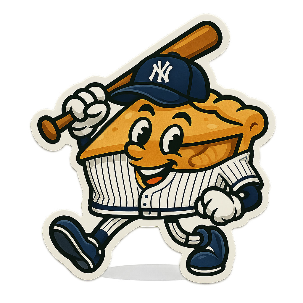 Baseball Pie Mascot Sticker – Funny Sports Pie Decal – Custom Any Team Colors