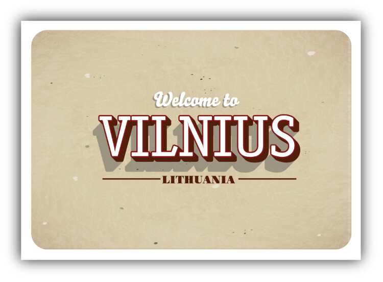 Vilnius Lithuania Vintage Welcome Travel Label Car Bumper Sticker Decal