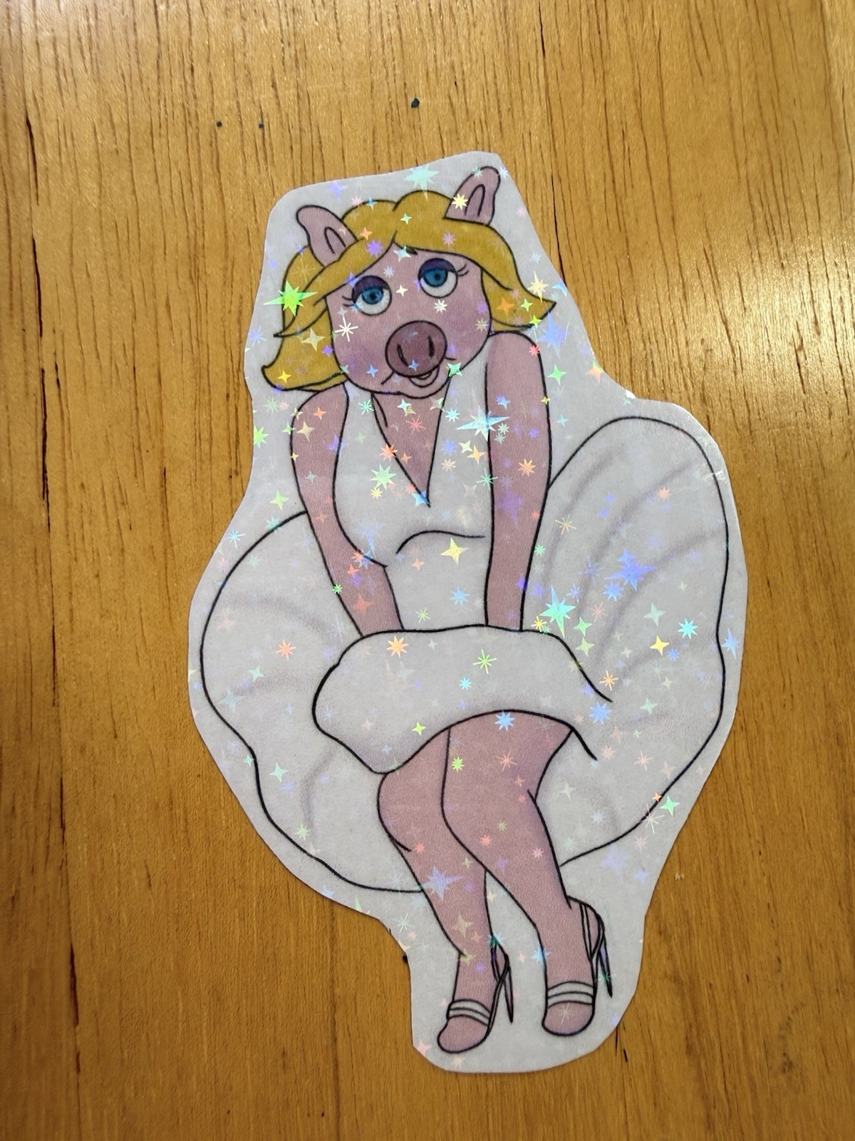 Miss piggy Marylin Monroe iconic queen original art sticker decal muppets