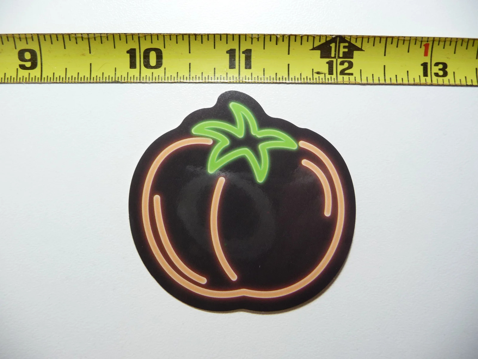 NEON SMALL STICKER DECAL TOMATO FRUIT FARM GROCERY STORE FUNNY DECORATION