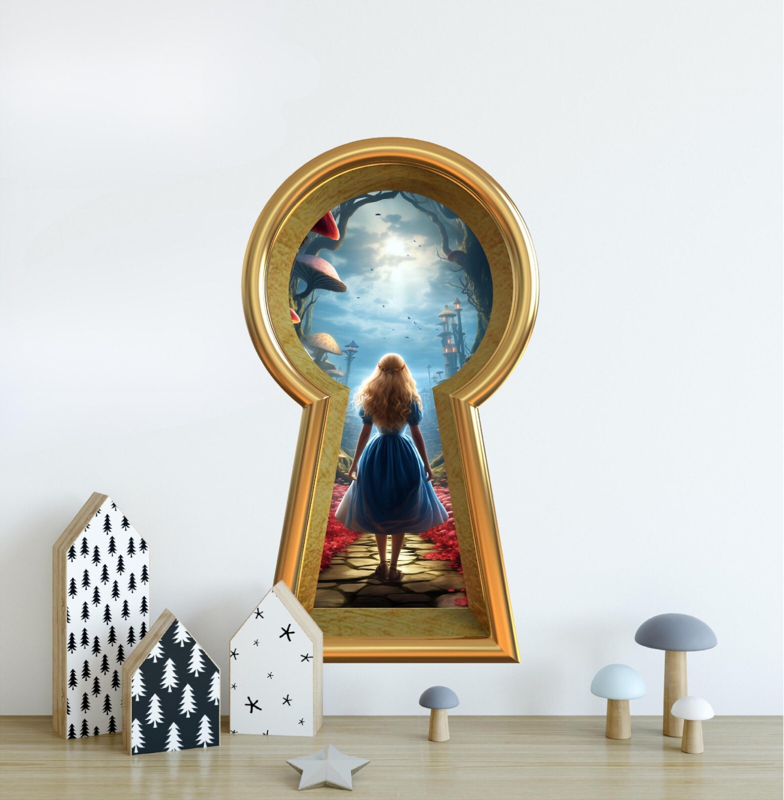 Keyhole Wall Decal Entering Wonderland Whimsical Fabric Wall Sticker Nursery