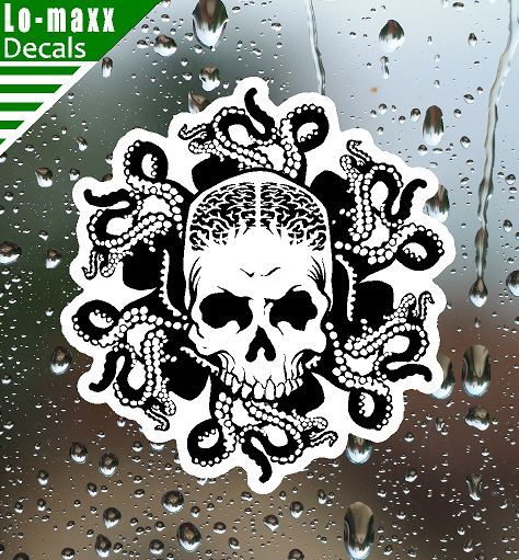 Octo-Skull Octopus Art Unique Original Custom Design Printed Vinyl Sticker