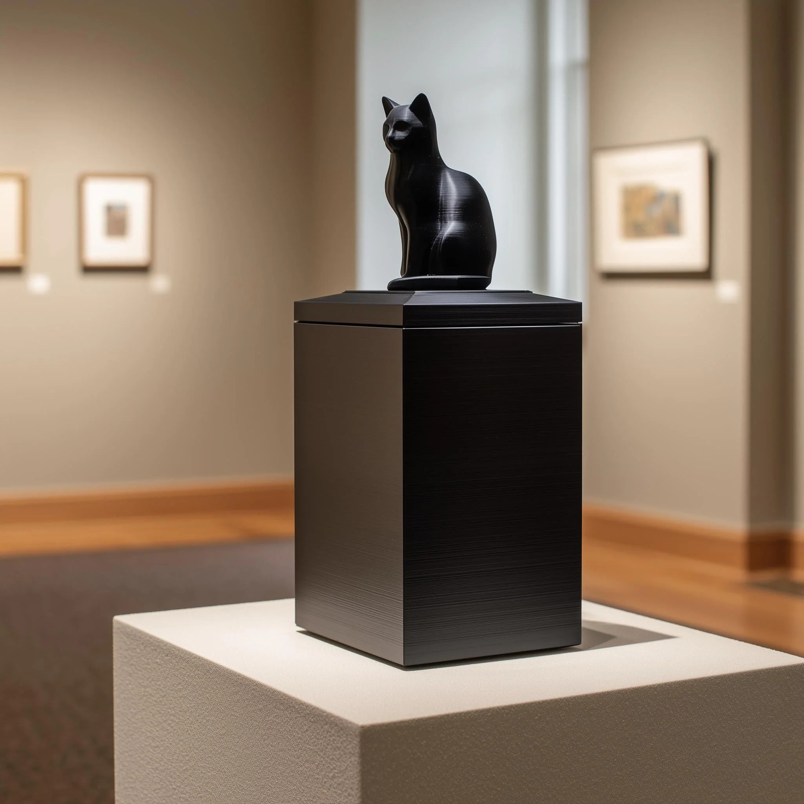 Cat Figurine Pet Ashes Urn | 3D Printed Modern Memorial Keepsake Box for Cat or