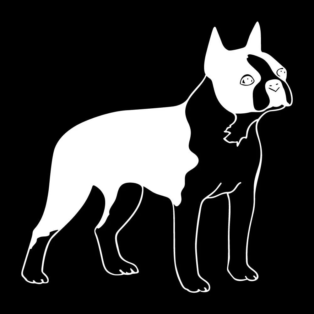 Boston Terrier Dog Det Decal Sticker White Die Cut Vinyl