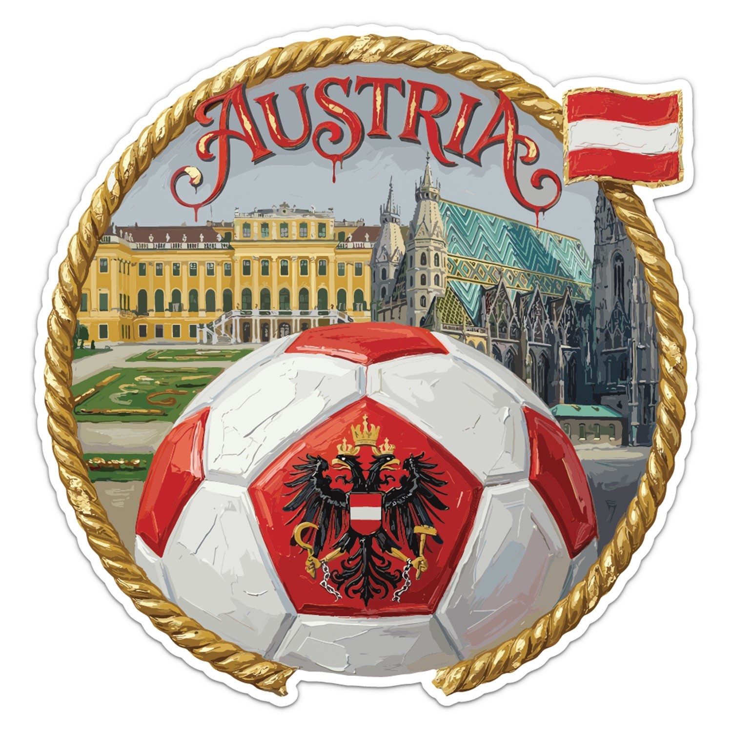 Austria National Team Flag Football Soccer Ball Sticker Car Bumper Vinyl Decal