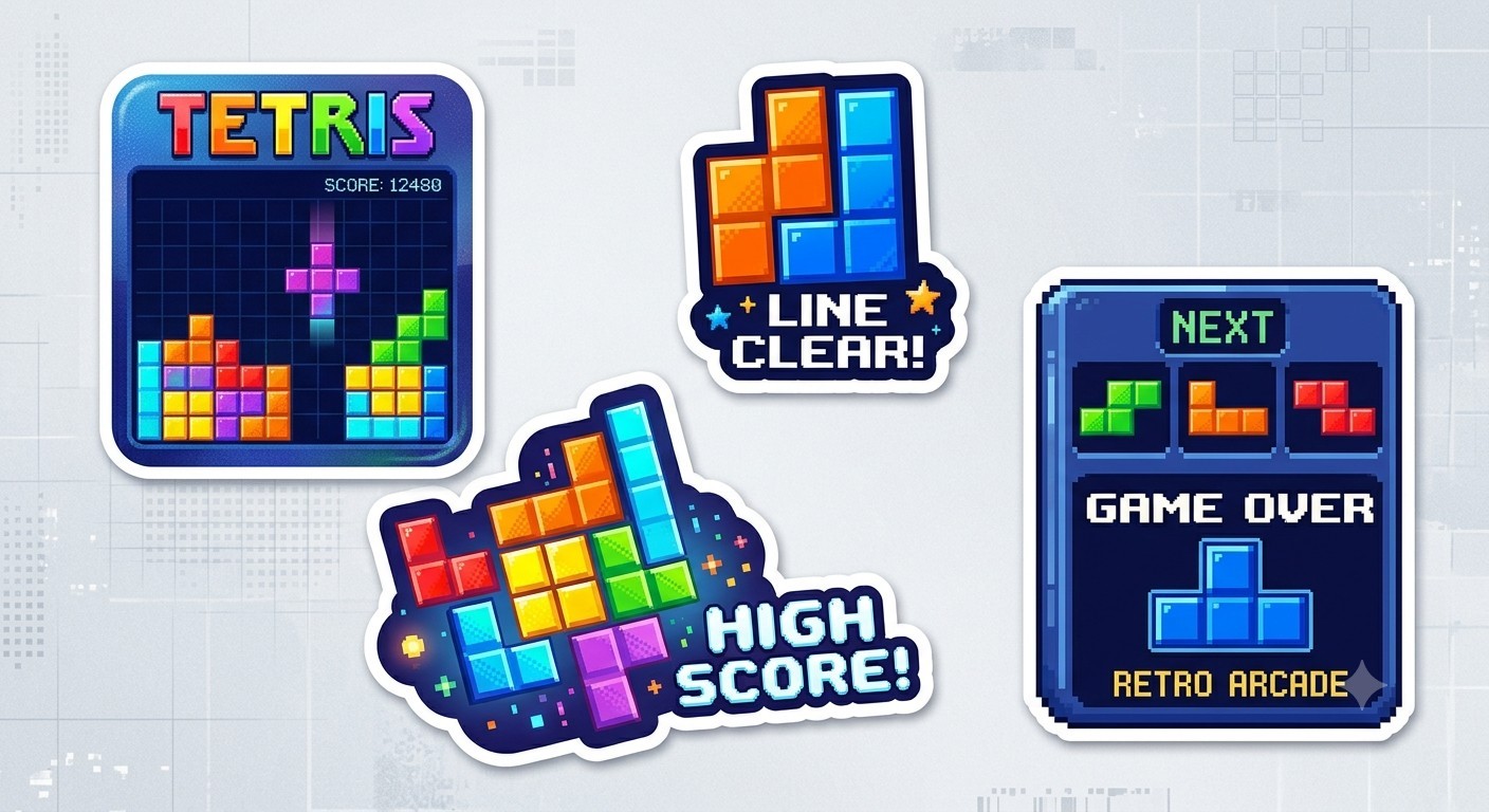 4 Pcs Tetris Decal Stickers Phone Laptop Pick A Set