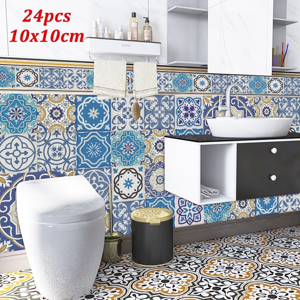 for TILE Stickers 24pcs/Set Vintage/Retro Waterproof 10*10cm Kitchen Decor