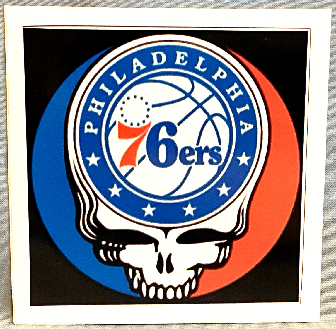 ⚡️GRATEFUL DEAD Philadelphia 76ers Stealie Sticker *NEW* Measures 3″ Square⚡️