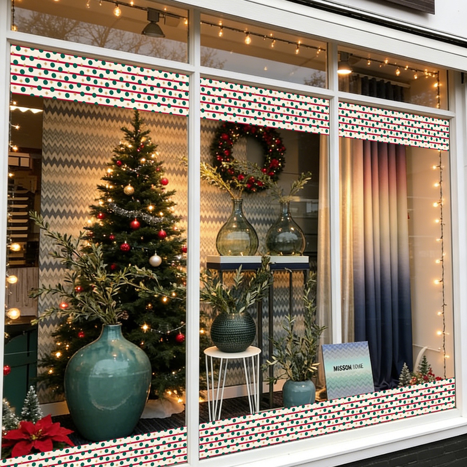 Christmas Wall Border Sticker PVC Waterproof Polka Dot 32.8ft Easy Install