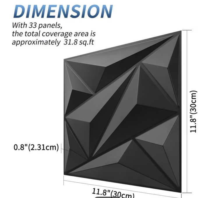 3D 32pack Wall Panels Diamond Design Tiles – Black wall Decor Wall Covering