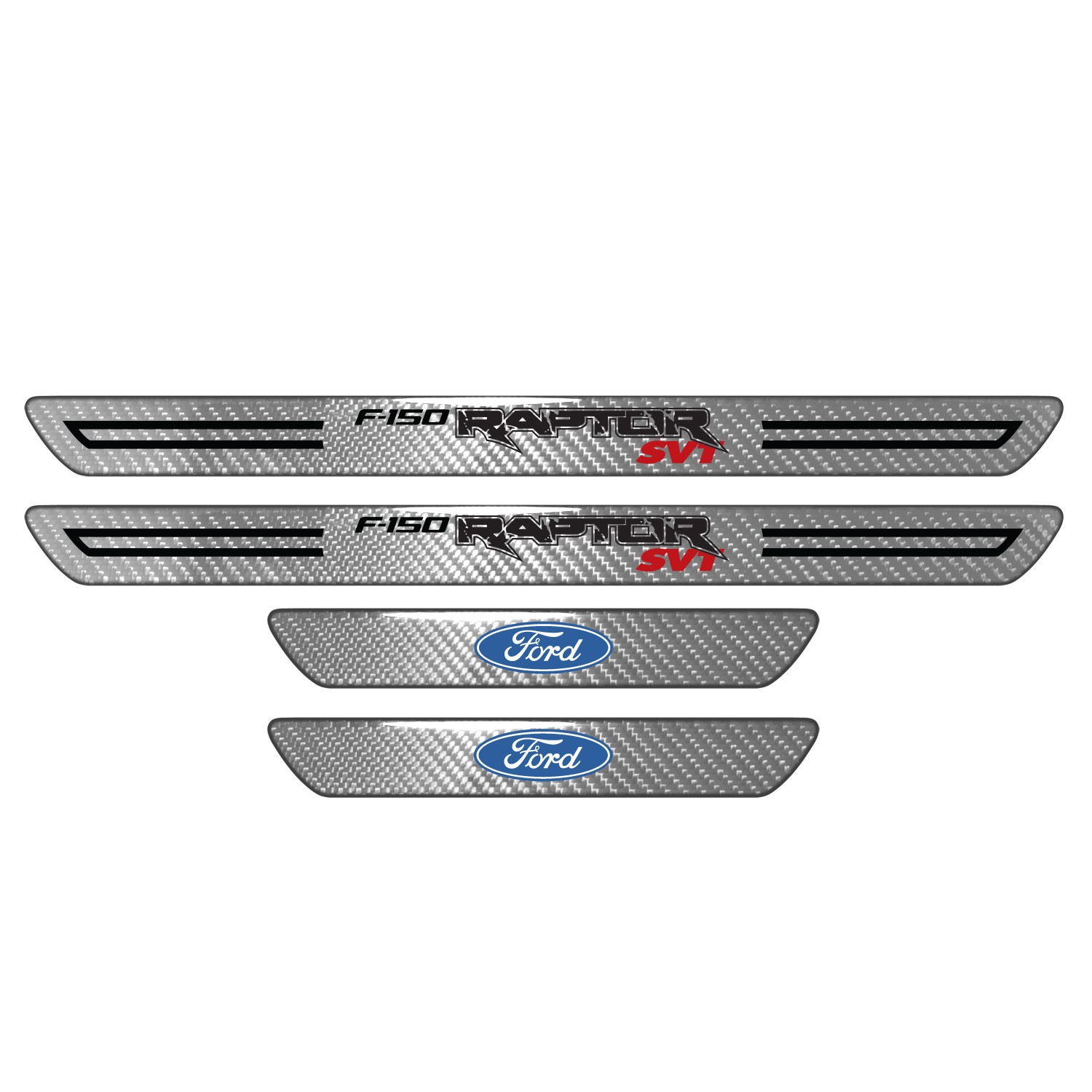 Ford F-150 Raptor SVT Silver Carbon Fiber Universal Door Sill Kick Plates