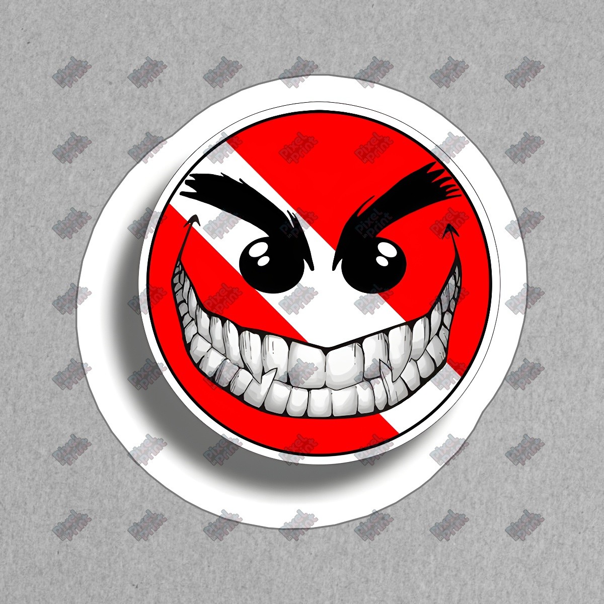 Funny Vinyl Sticker Decal Grinning Skull with Red Background Perfect #831679
