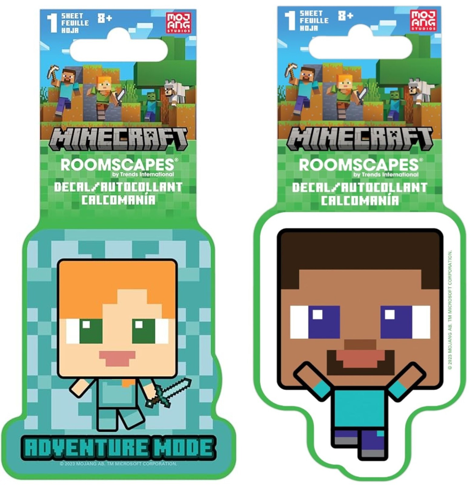 2 Decals Minecraft, Prismatic Alex, and Steve – Die-Cut Vinyl Stickers