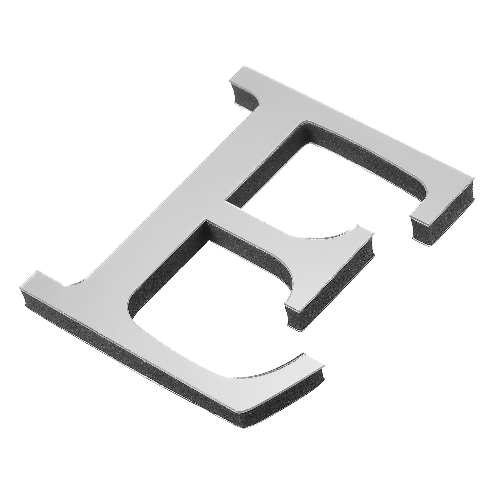 3D Acrylic Alphabet Mirror Wall Sticker Letter E Self-Adhesive Silver Tone
