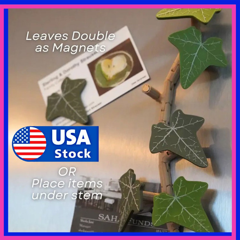 Ivy Fridge Magnet with Articulating Stems 3D Printed Ivy Leaf Plants KU