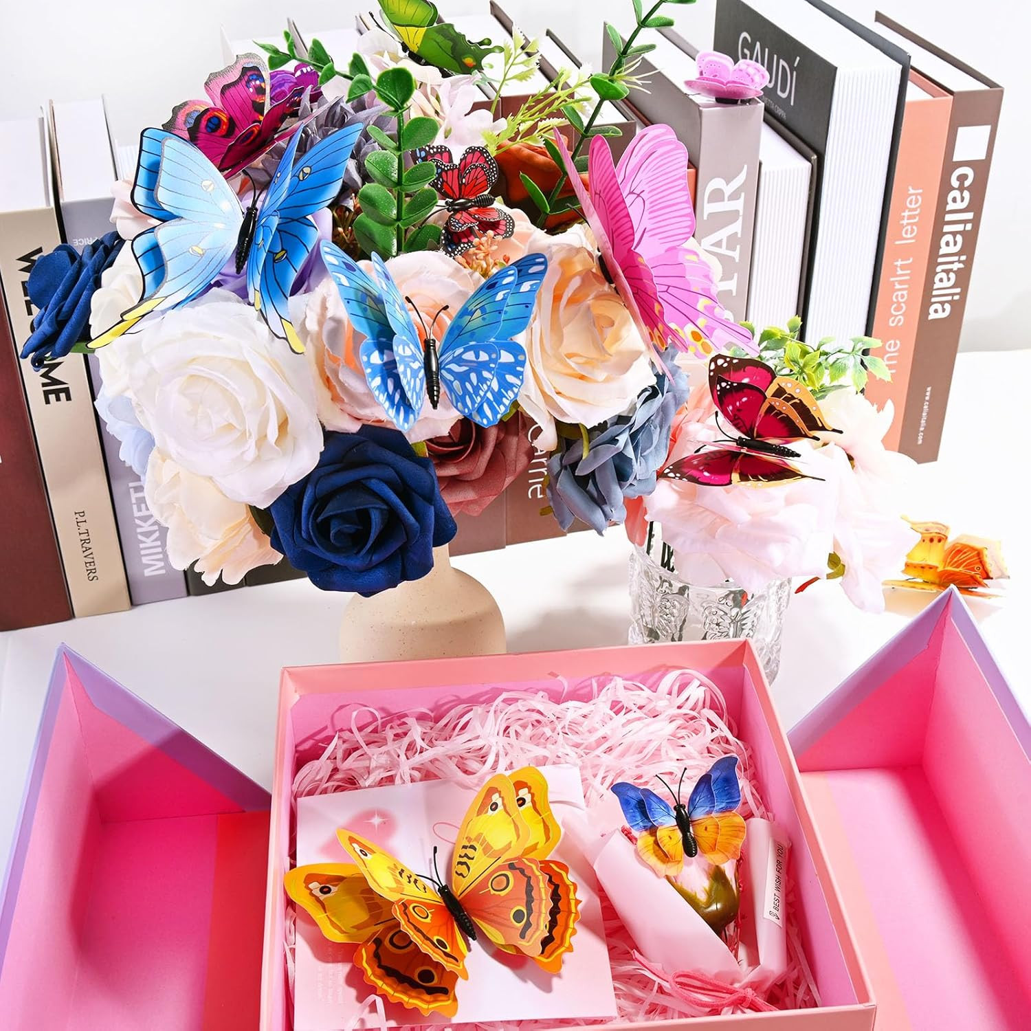 3D Butterfly Wall Decor, 24 Pcs Double Layer Butterfly Decorations for Party Dec