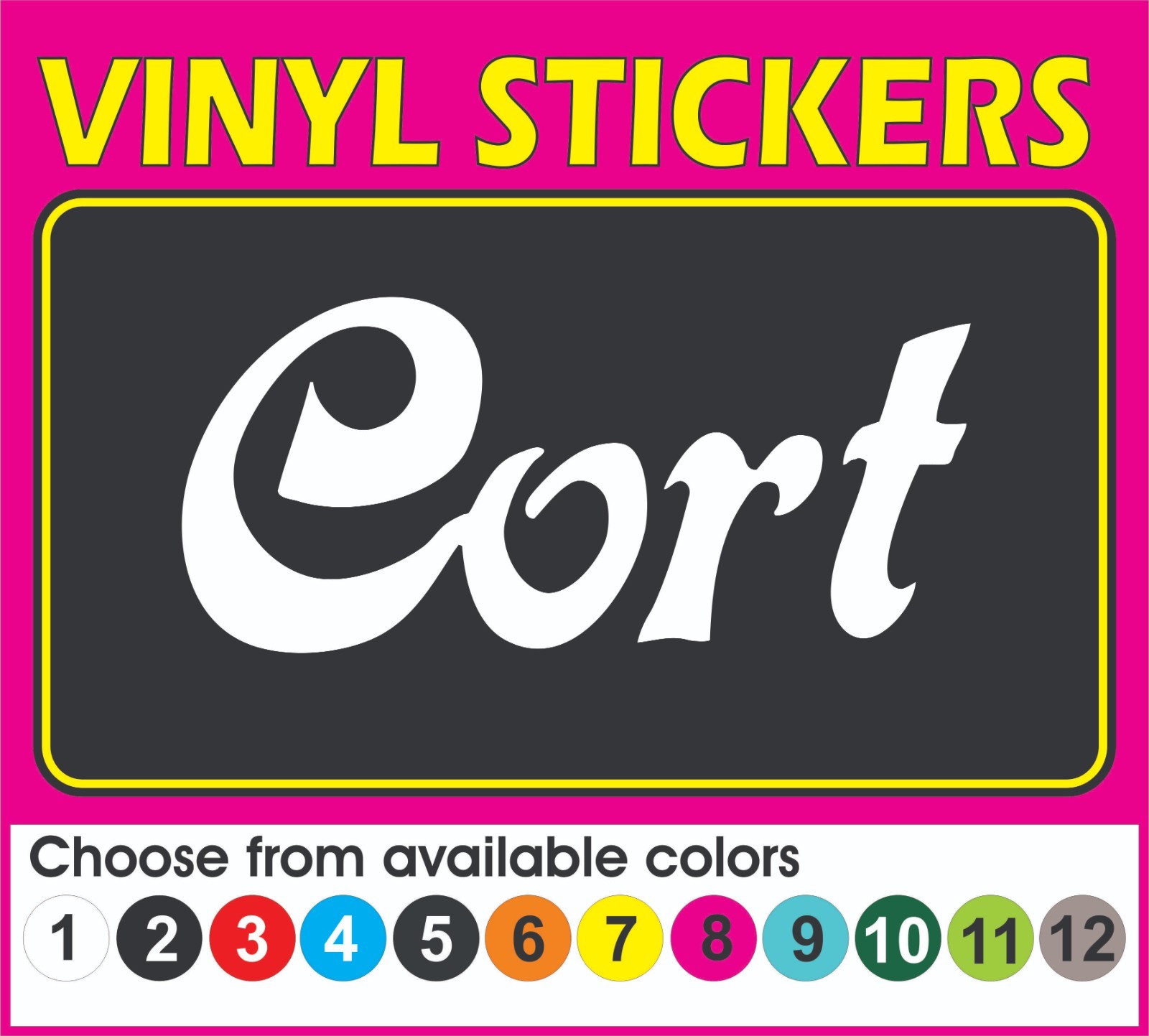This decal/sticker is compatible with CORT Guitars, cases and others 8″