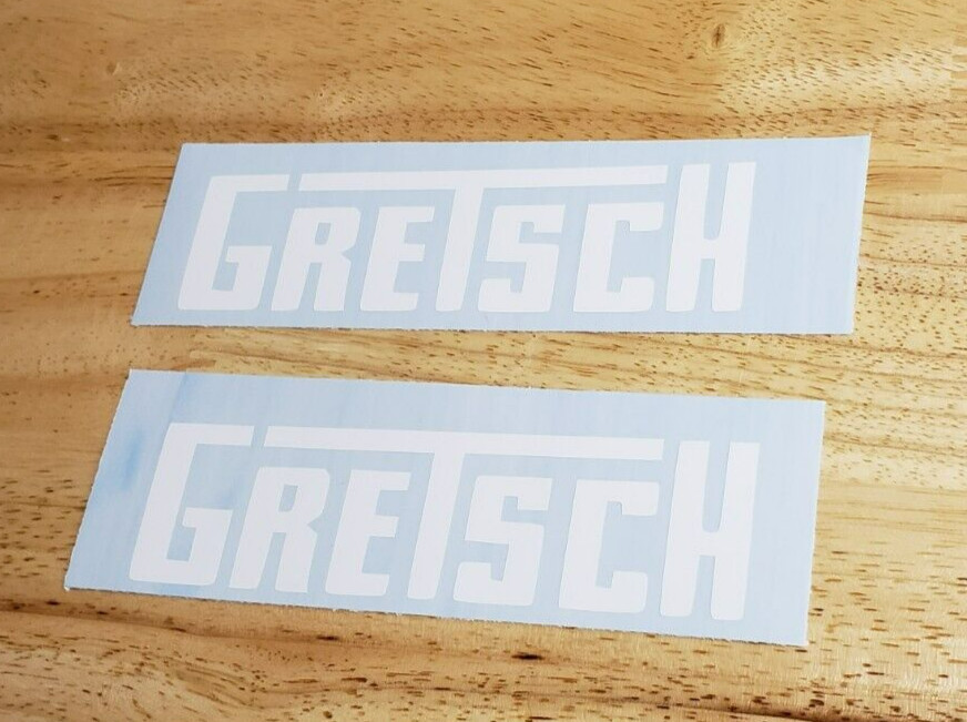GRETSCH Decals Stickers Gloss WHITE 10″ (2) Fast USA