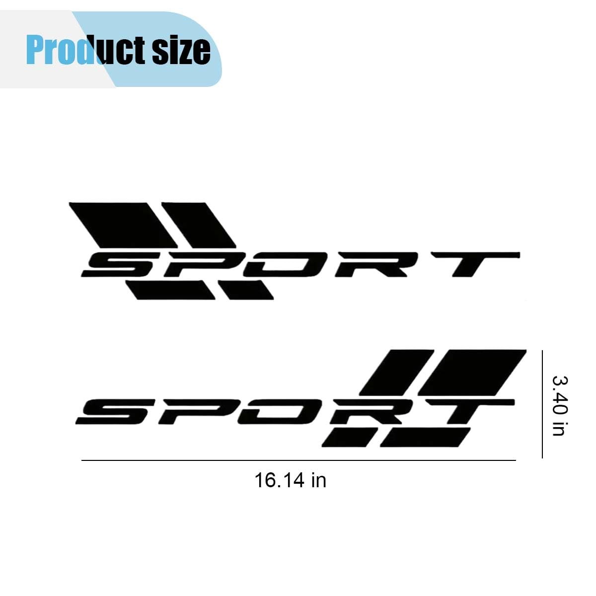2PCS Car Sport Letter Logo Decal, Reflective Vinyl Decal Sticker 2PCS, Black