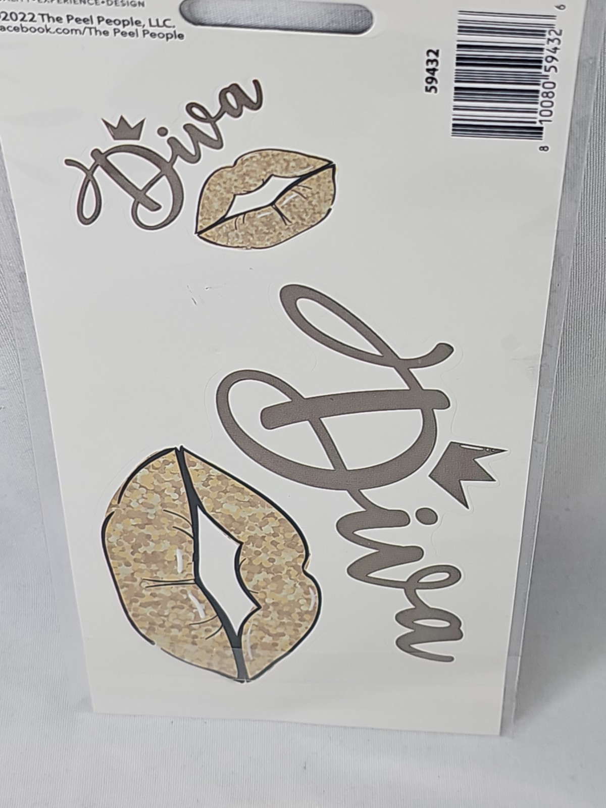 NEW! The Peel People Car Decal «DIVA» Gold Lips Crown GirlFun Sassy 2 Decals USA