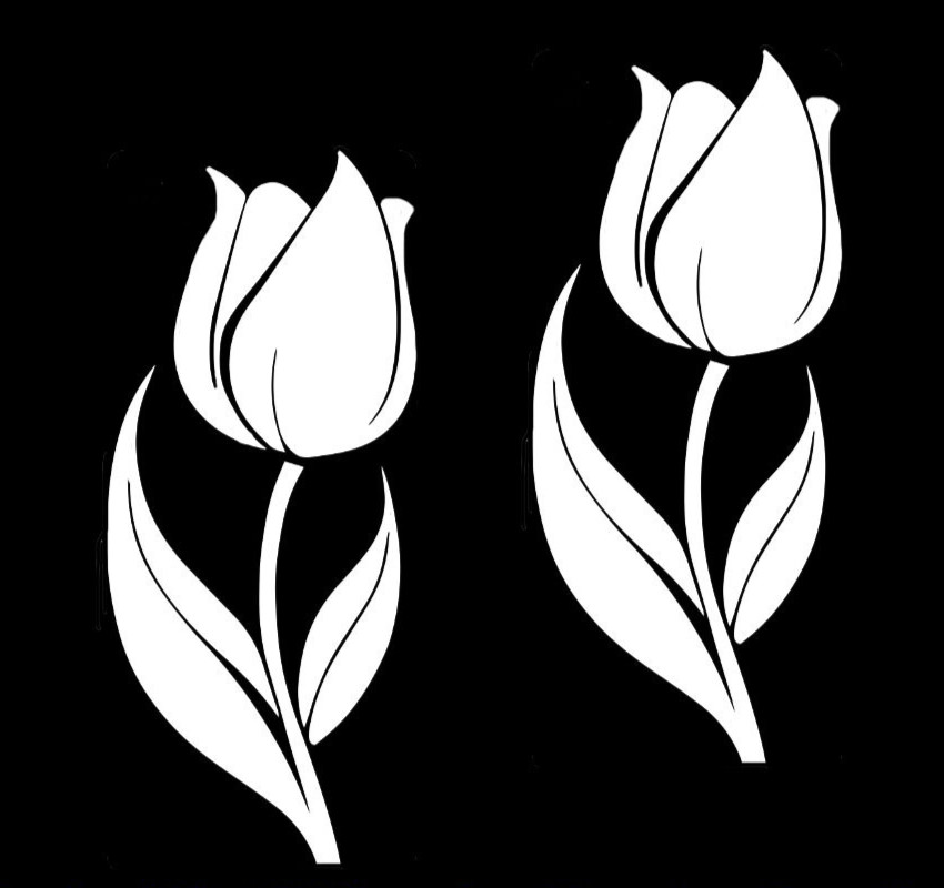 Tulip Graphic Two 5″ x 2″ White Vinyl Decals Vehicle windows Door Bumper Tumbler