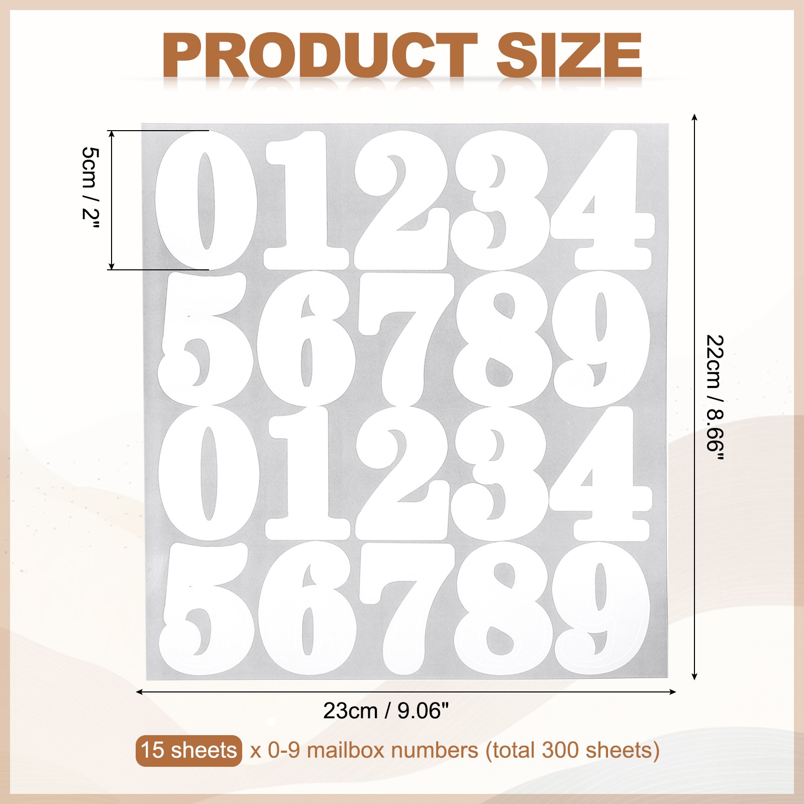 300 Pcs 15 Sheets Mailbox Numbers for Outside, 2 Inch White Number Sticker