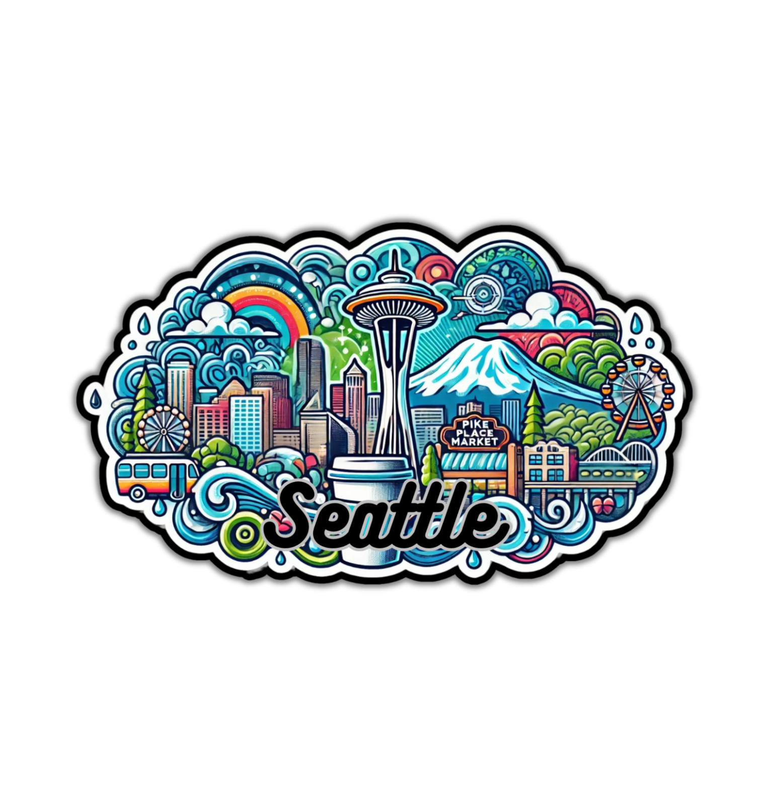 Seattle Washington Fridge Magnet or Laptop Sticker