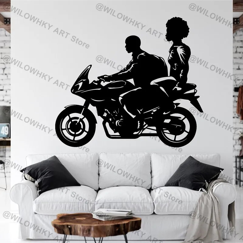 African Couple Motocross Decal Motorcycle Dirt Bike Gift African Women Sticker