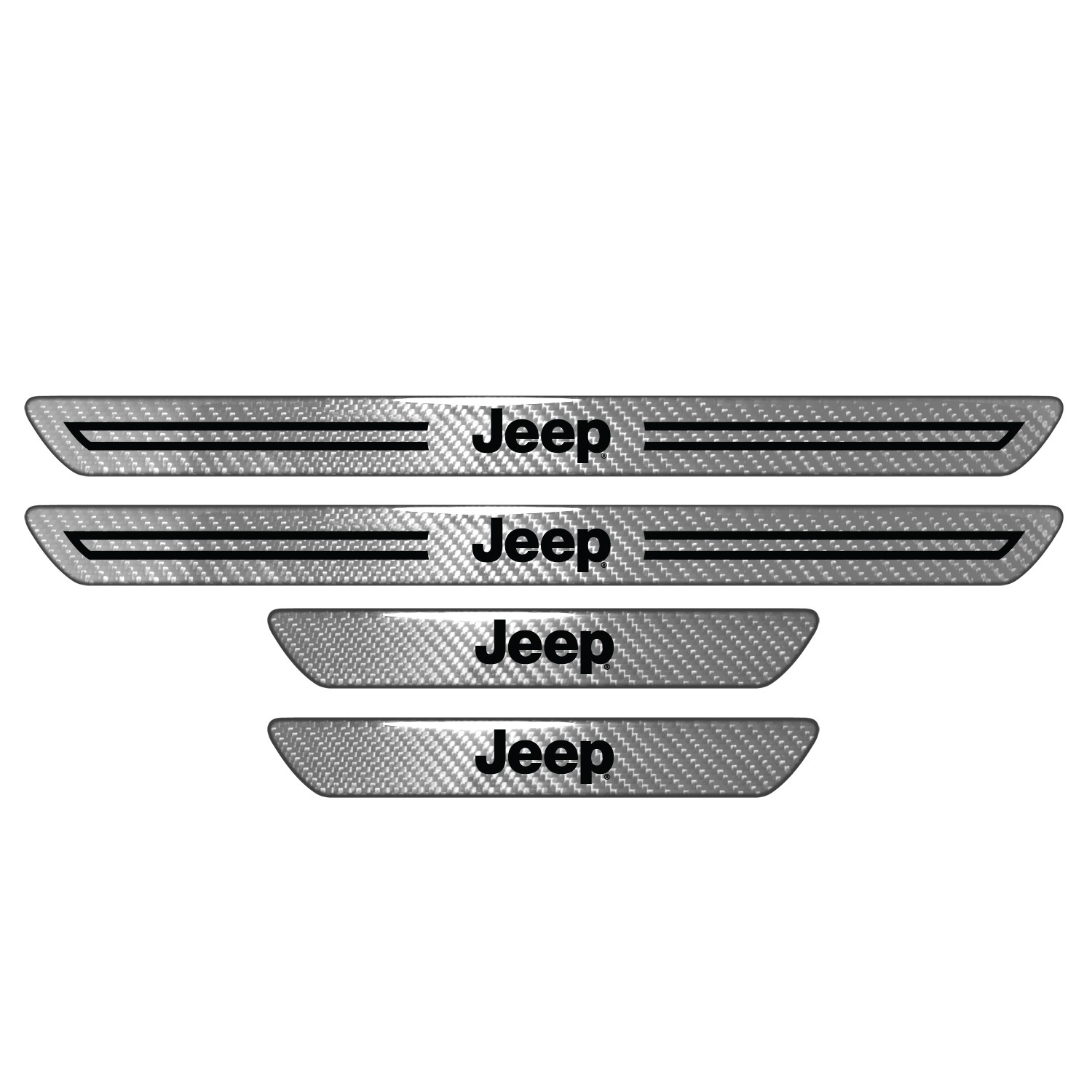 Jeep Silver Carbon Fiber Universal Door Sill Protector Kick Plates