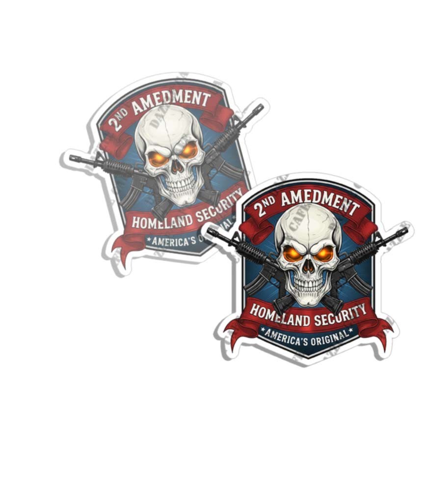 2nd Amendment Sticker Homeland Security Decal Pro Gun Vinyl Made in USA 2 PACK