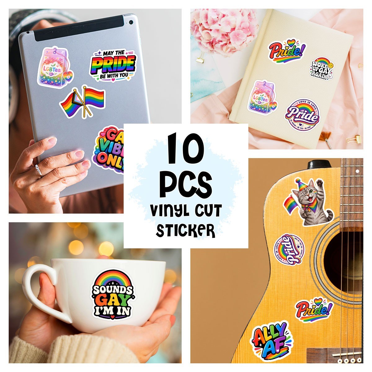 12pcs LGBT Stickers Pride Stickers Sheet Mixed LGBTQ Vinyl Decal Gay Rainbow Les
