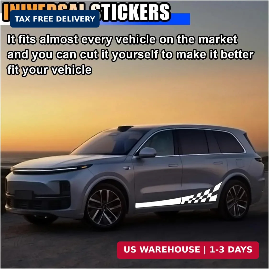 2PCS 78″ Car Body Door Side Waistline Sticker Decals, Sports Racing Stripe Decal