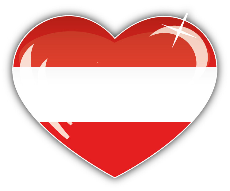 Austria Flag Heart Car Bumper Sticker Decal