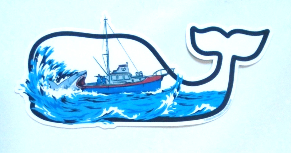 Vineyard Vines x JAWS Sticker RARE 50th Anniversary NEW Whale Boat