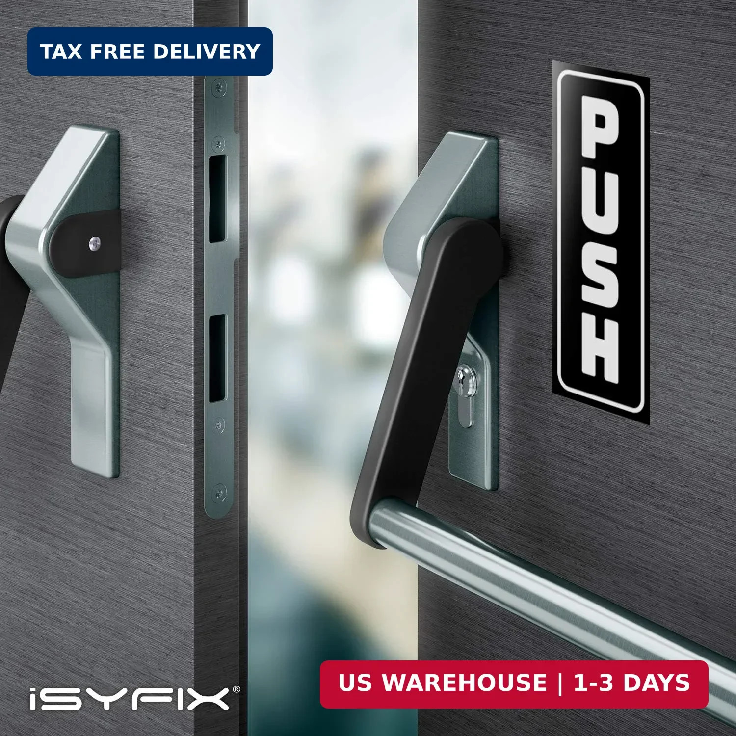 iSYFIX Push Pull Stickers Sign, 2×5 inch, Black/White, 2 Sets | Vertical Decal,