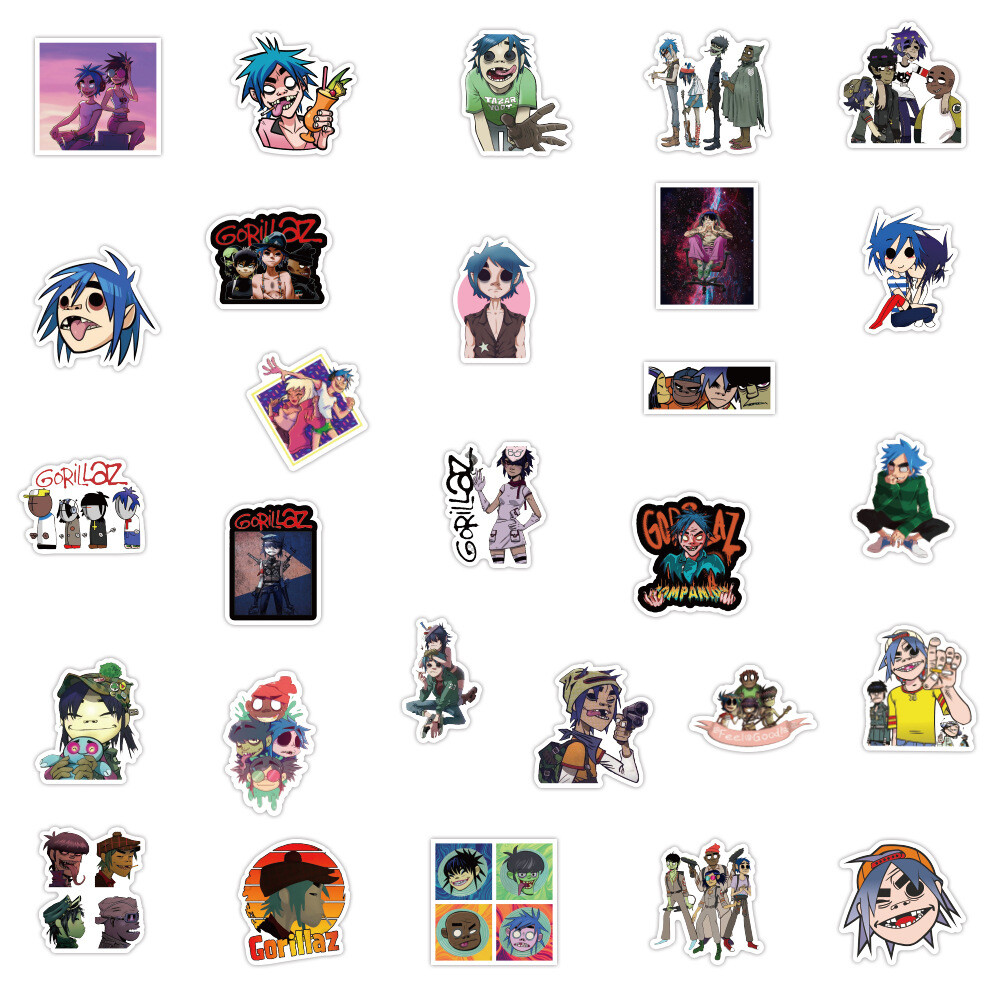 100Pcs Sticker for Gorillaz Teens Girls Scrapbooking Water Bottles Waterproof