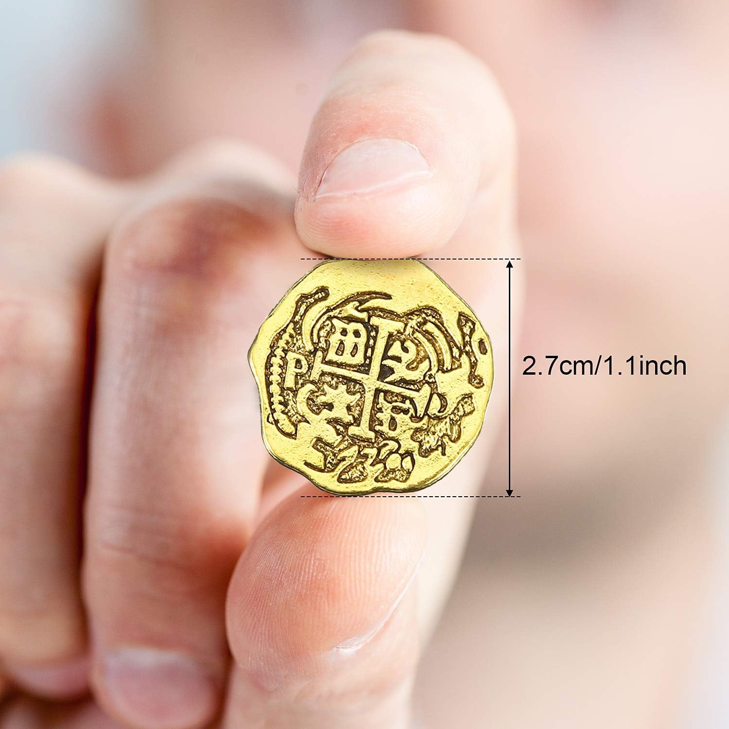 Hicarer 35 Pieces Gold Metal Pirate Coins Bulk Fake 35 Pieces, Color Set 2