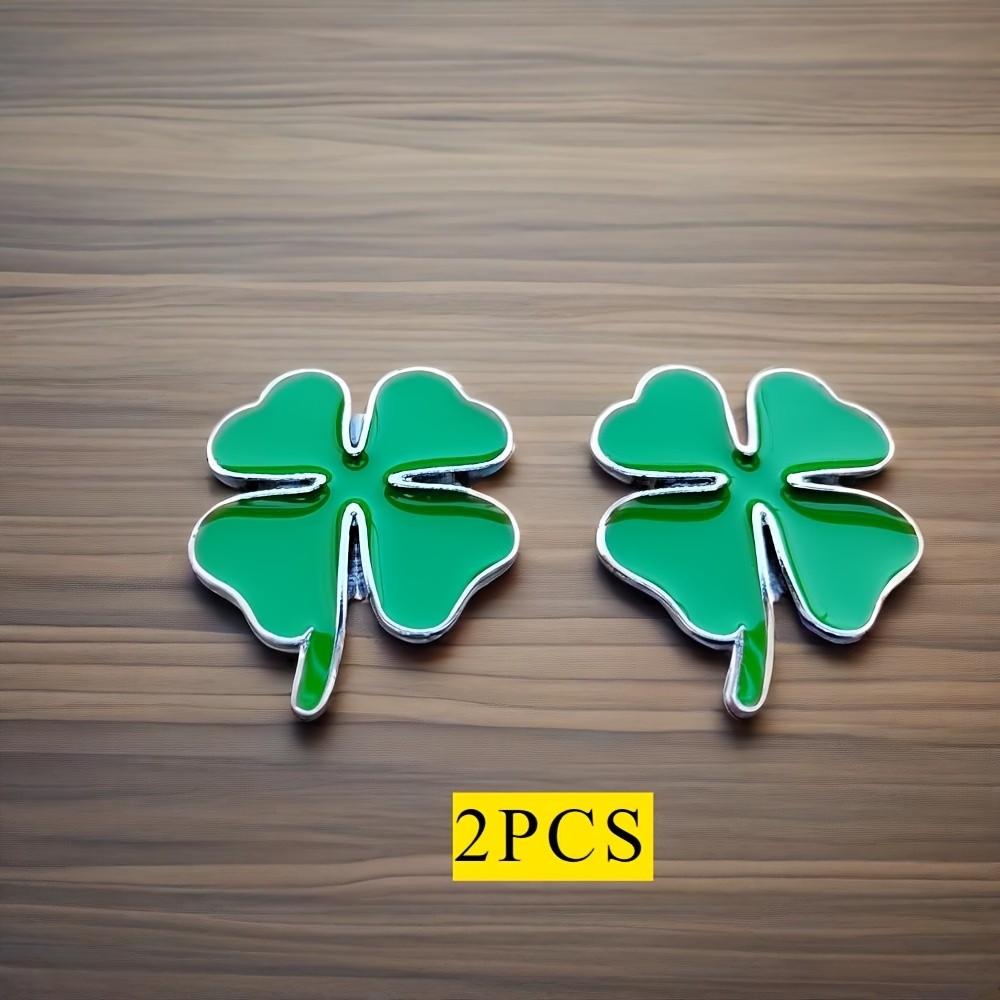 Long Lasting Robust Compact 2PCS 3D Zinc Alloy Four-Leaf Clover Car Tail Emblems