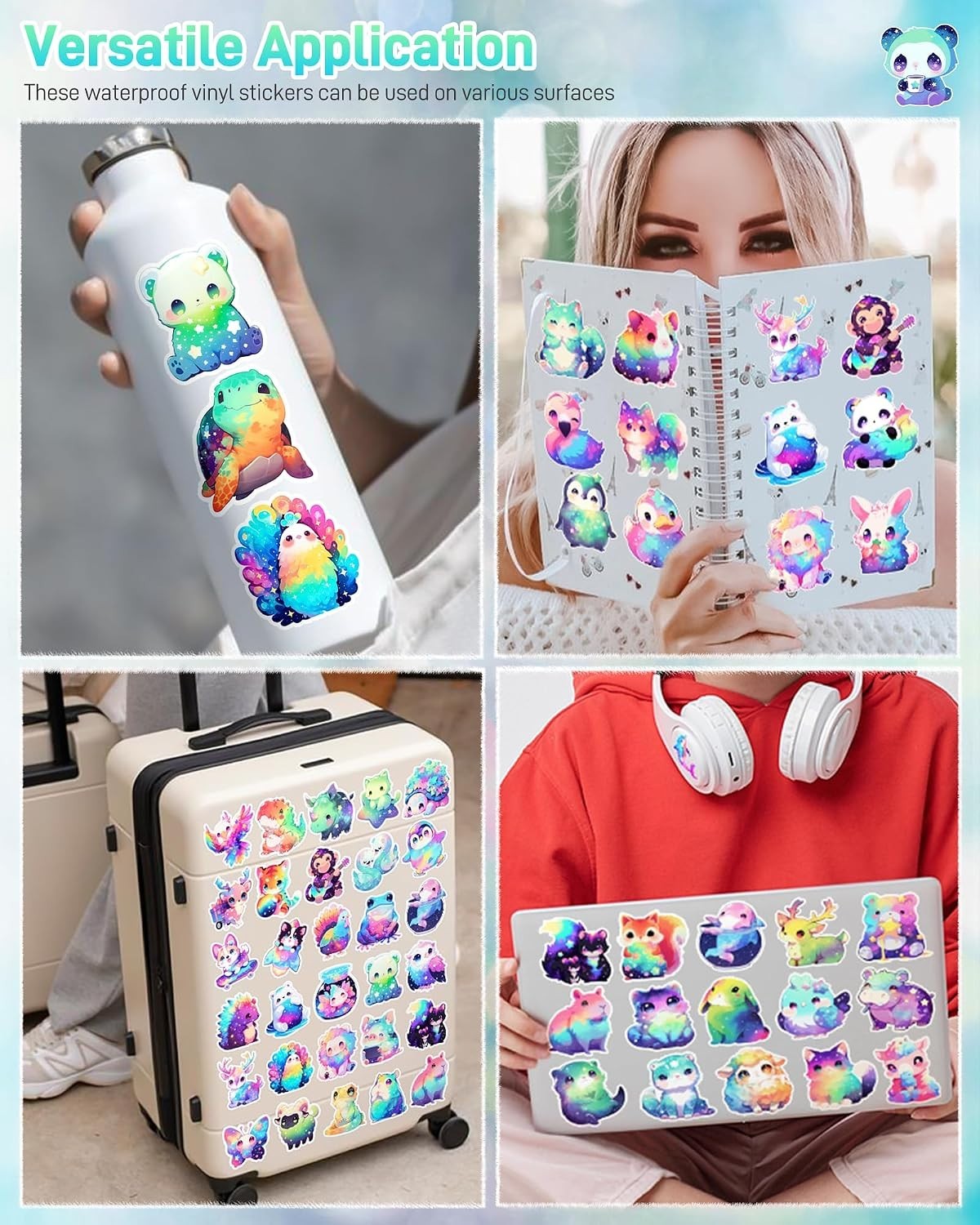 100-Pack Cute Unique Cartoon Animal Stickers for Kids Adults | Waterproof Vin…