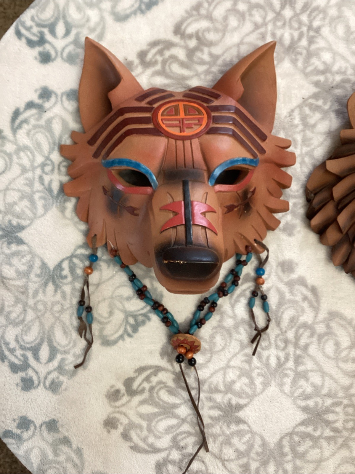 2 Wolf Head Wall Decor Mask With Beads Collections Etc. 2005