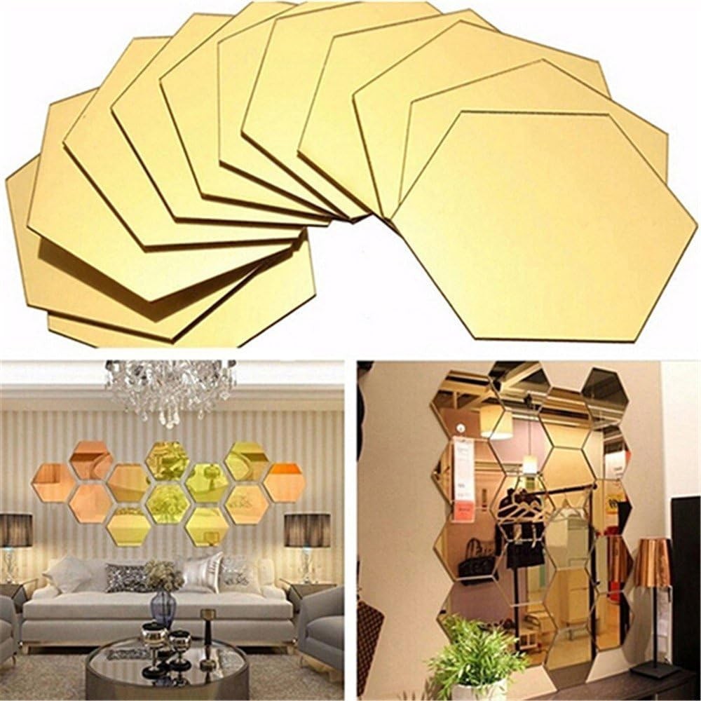 Mirror Wall Stickers – 12PCS Hexagon Art DIY Decorative Acrylic Sheet Plastic