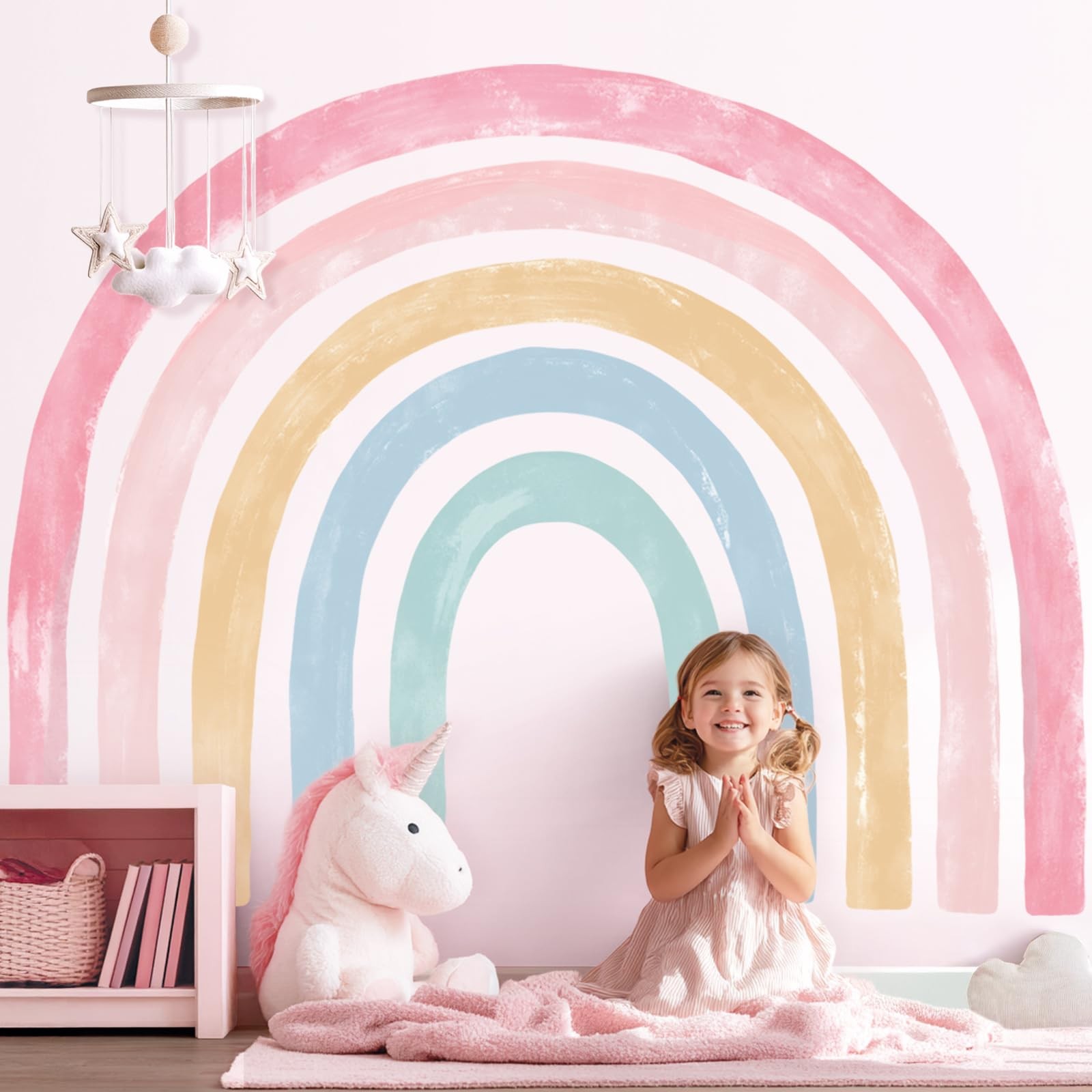 Rainbow Wall Stickers Decals Playroom Décor Room Girl Large Nursery Peel and …