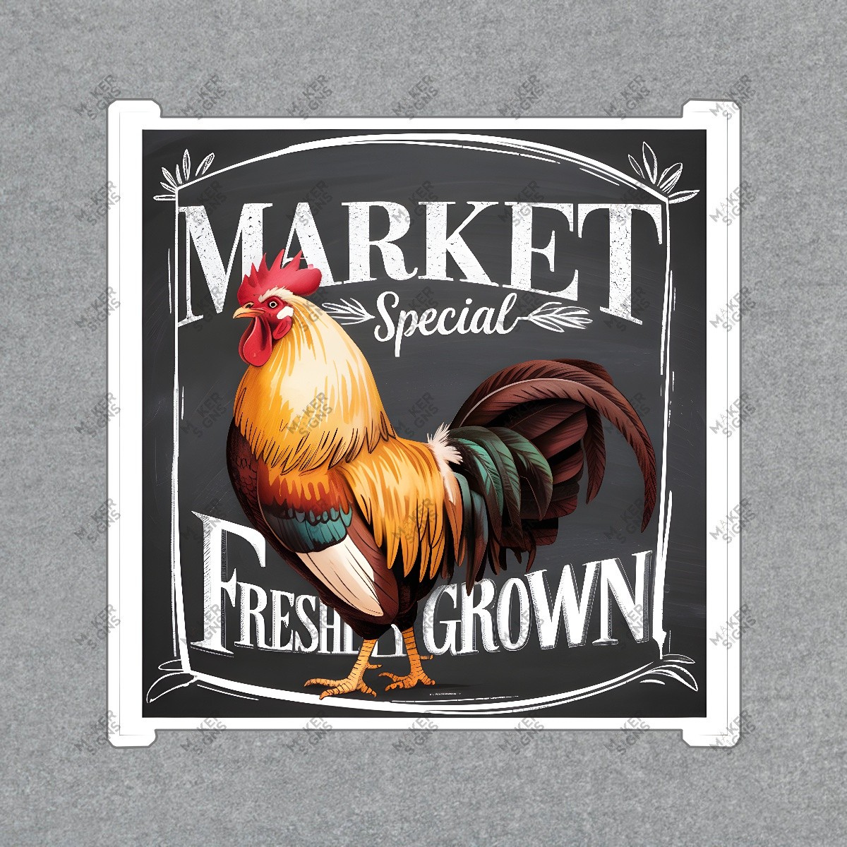 Vintage Rooster Market Special Sign Farmhouse Decor Freshly Grown #8196
