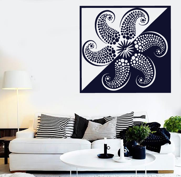 Marine Vinyl Decal Jellyfish Theme Image Starfish Mollusc Wall Sticker (n578)